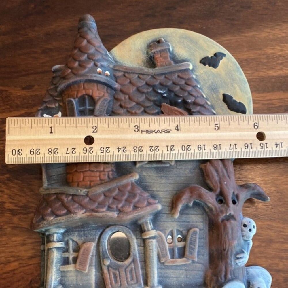 HALLOWEEN Vintage Chalkware Wall Haunted House - Picture 6 of 7